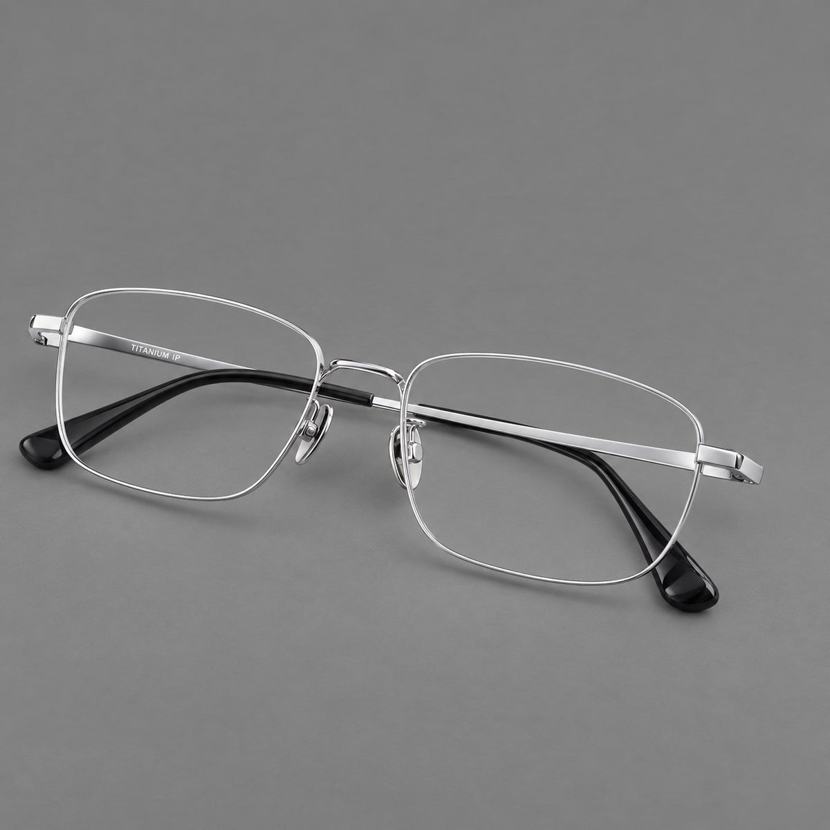 Modern square titanium glasses with an angular bridge and broad straight temples — Silver — Main view [CINILY-JD2026-88005-C4]