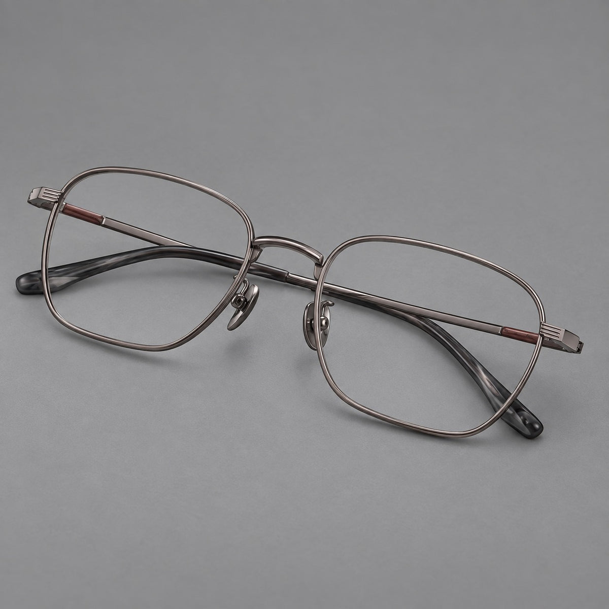 Deep square titanium glasses with a flatter brow and grooved outer shoulders — Gunmetal — Main view [CINILY-JD2026-88020-C2]