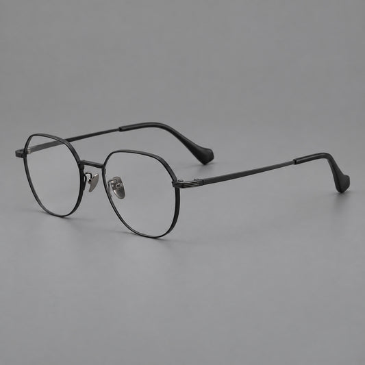 Geometric titanium glasses with soft polygonal rims and fine shoulder detailing — Black — Main view [CINILY-JD2026-88023-C1]
