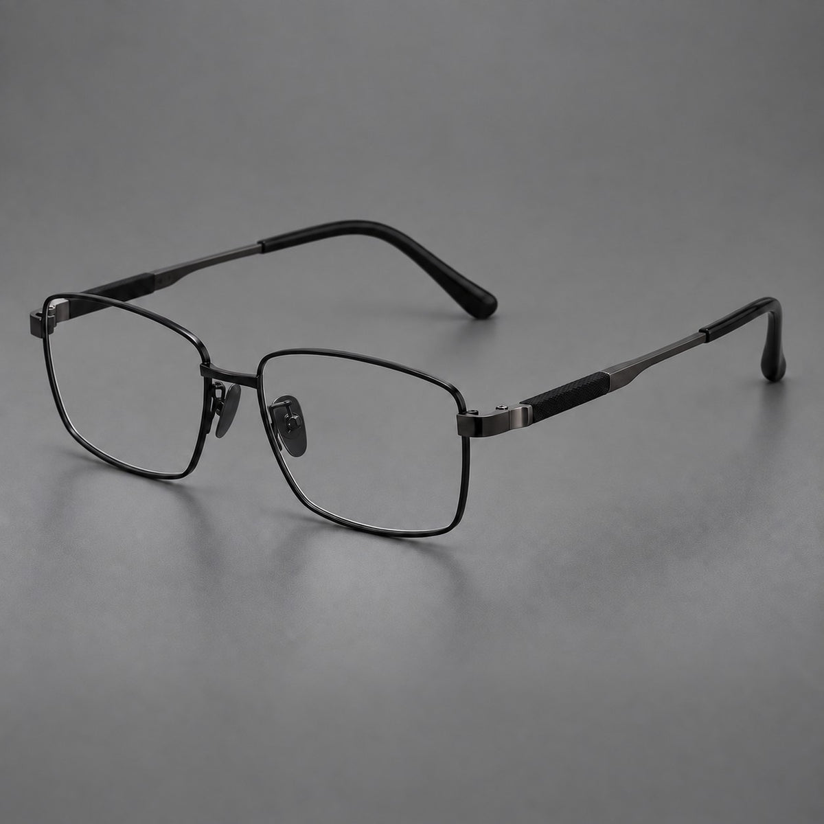 Slim rectangular titanium glasses with broad temples and contrasting dark inserts — Black — Main view [CINILY-JD2026-88029-C1]