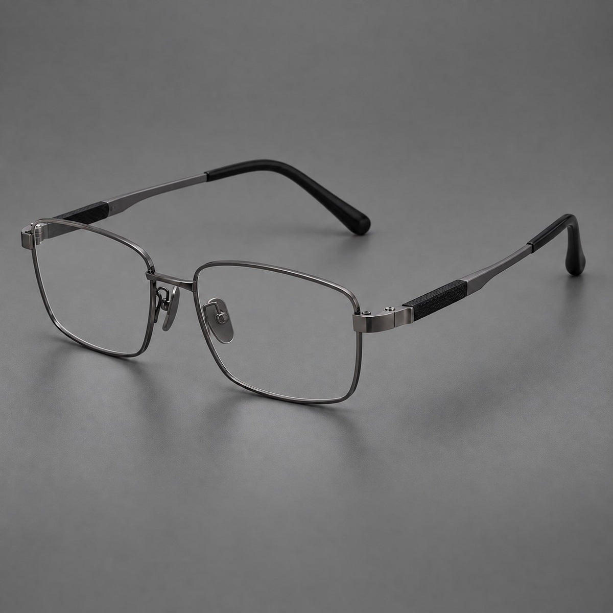 Slim rectangular titanium glasses with broad temples and contrasting dark inserts — Gunmetal — Main view [CINILY-JD2026-88029-C2]
