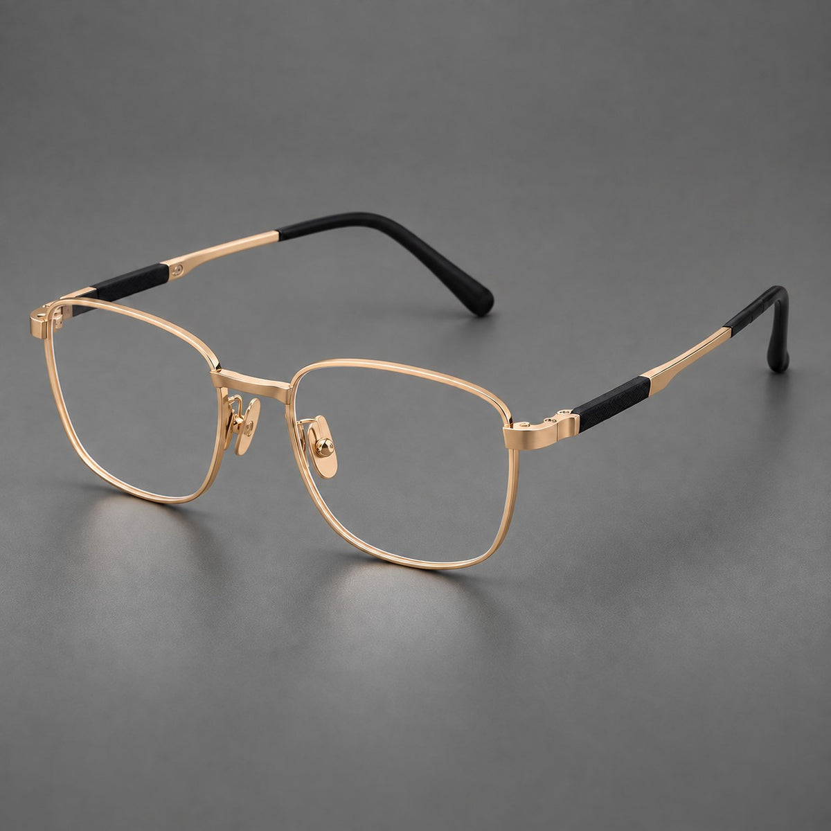 Slim rectangular titanium glasses with broad temples and contrasting dark inserts — Gold — Main view [CINILY-JD2026-88029-C3]