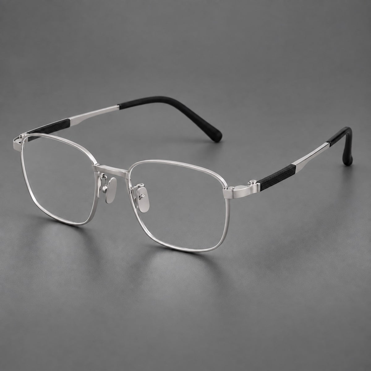 Slim rectangular titanium glasses with broad temples and contrasting dark inserts — Silver — Main view [CINILY-JD2026-88029-C4]