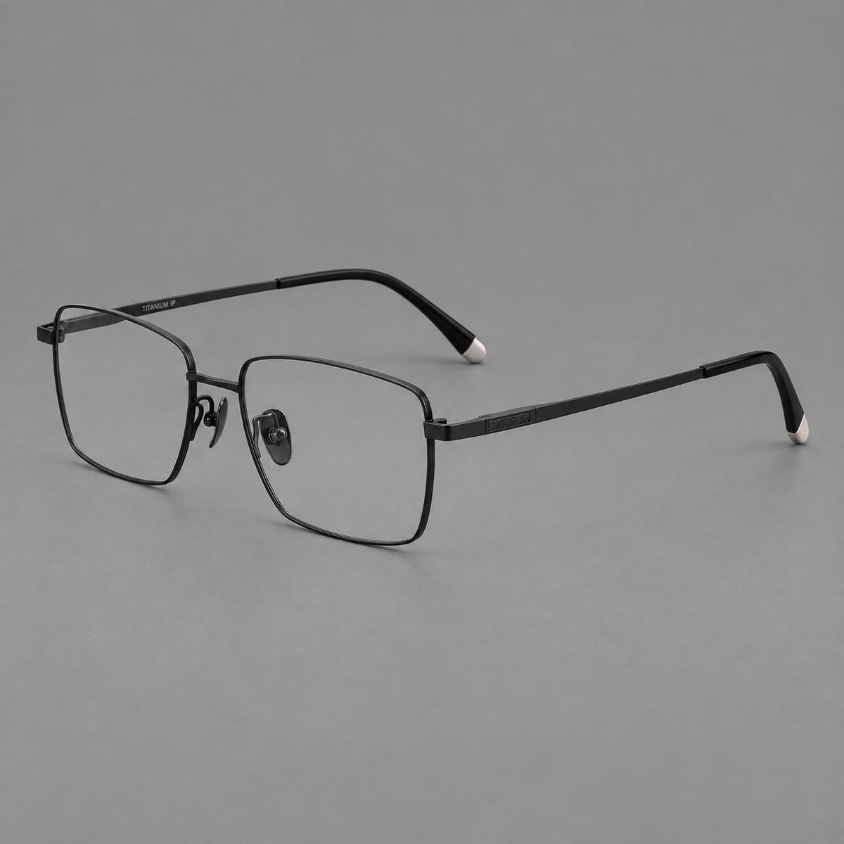 Clean rectangular titanium glasses with inset temple details and pale end accents — Black — Main view [CINILY-JD2026-88035-C1]