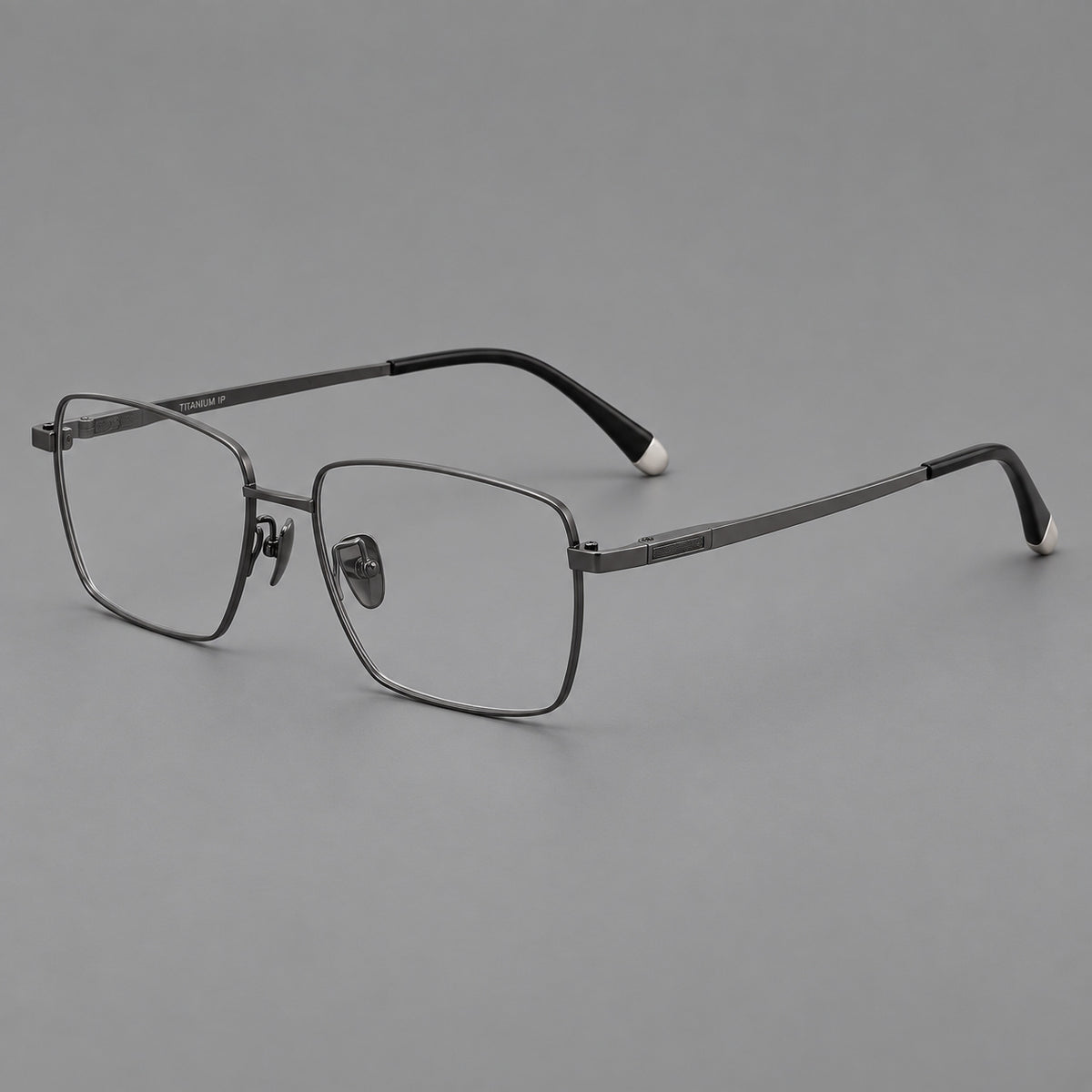 Clean rectangular titanium glasses with inset temple details and pale end accents — Gunmetal — Main view [CINILY-JD2026-88035-C2]