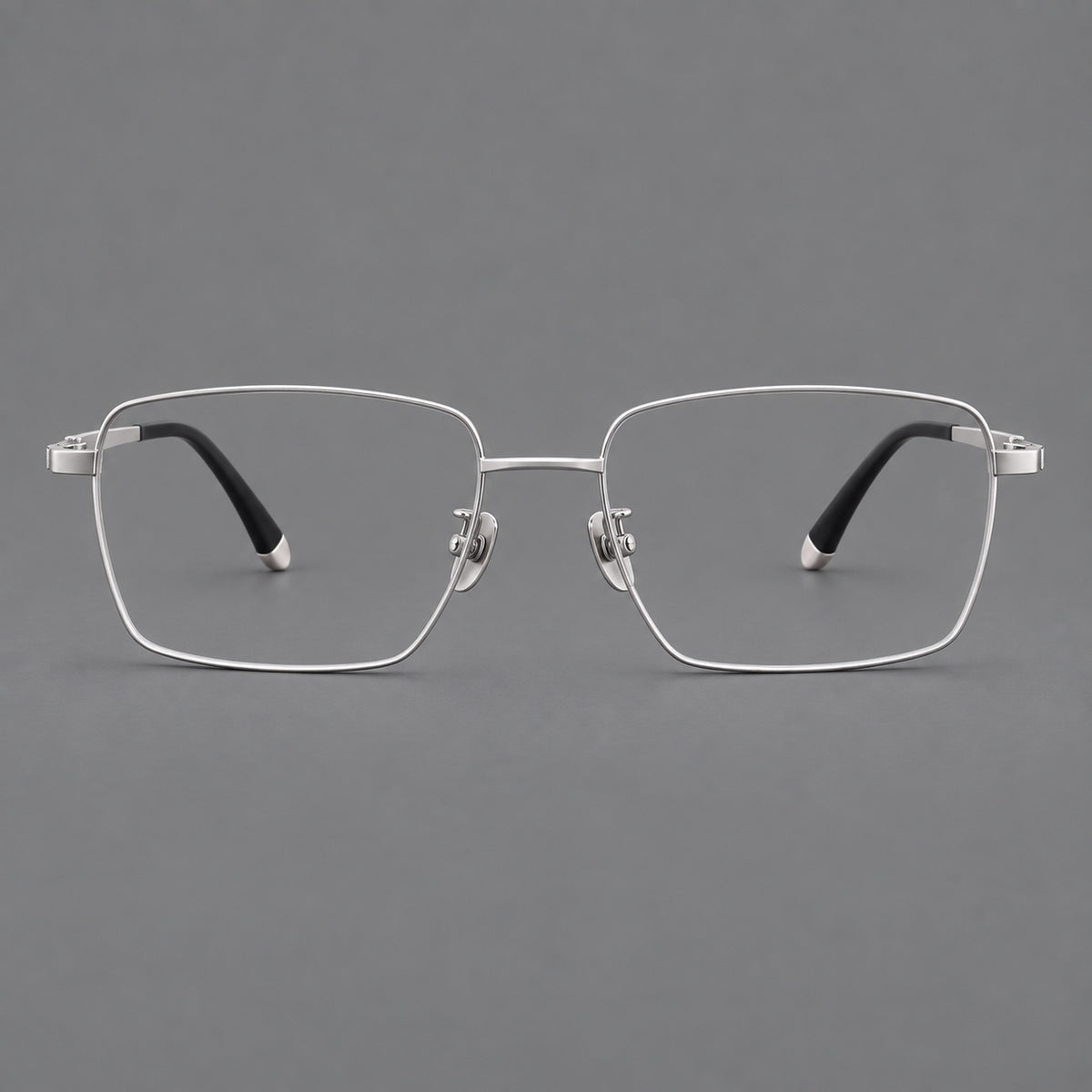 Clean rectangular titanium glasses with inset temple details and pale end accents — Silver — Front view [CINILY-JD2026-88035-C4]
