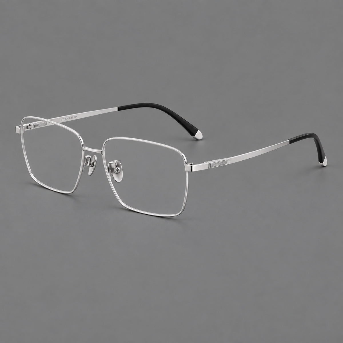 Clean rectangular titanium glasses with inset temple details and pale end accents — Silver — Main view [CINILY-JD2026-88035-C4]