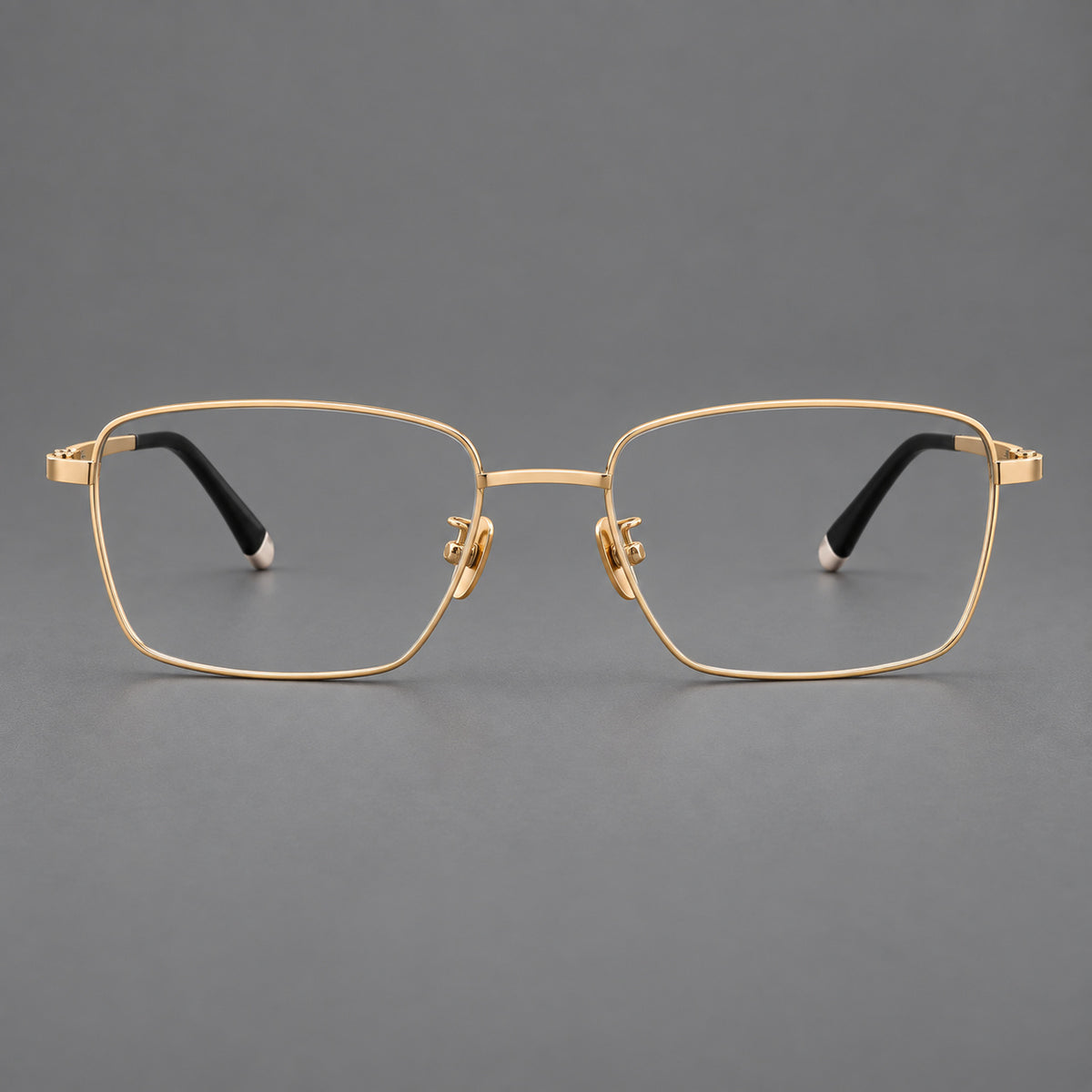 Clean rectangular titanium glasses with inset temple details and pale end accents — Gold — Front view [CINILY-JD2026-88035-C5]