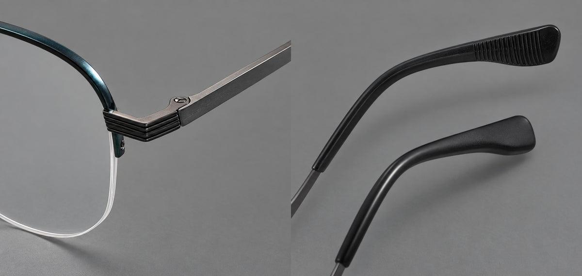 Angular aviator titanium glasses with a double bridge and an open lower rim — 88039 — Frame details [JD2026-88039]