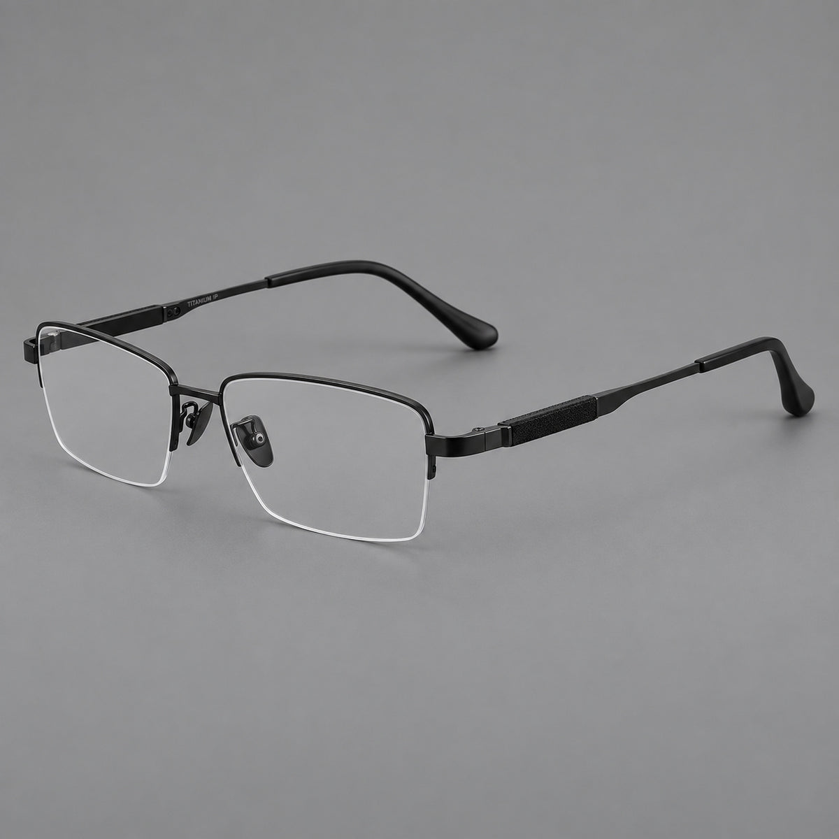 Modern half frame titanium glasses with a narrow bridge and dark temple sections — Black — Main view [CINILY-JD2026-88041-C1]