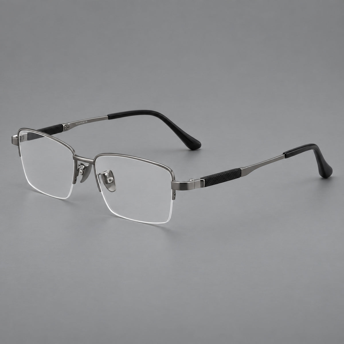 Modern half frame titanium glasses with a narrow bridge and dark temple sections — Grey — Main view [CINILY-JD2026-88041-C2]