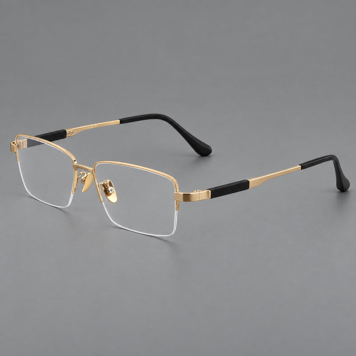 Modern half frame titanium glasses with a narrow bridge and dark temple sections — Gold — Main view [CINILY-JD2026-88041-C3]