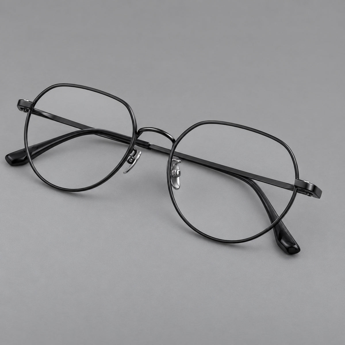 Classic panto titanium glasses with a curved bridge and slim straight temples — Black — Main view [CINILY-JD2026-88043-C1]