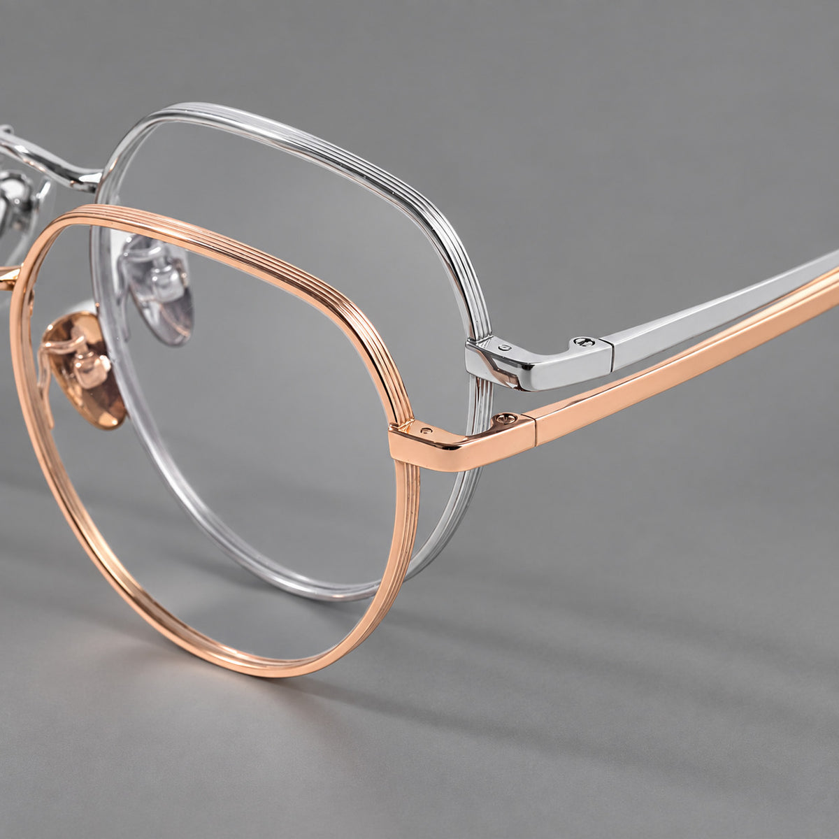 Classic panto titanium glasses with a curved bridge and slim straight temples — 88043 — Frame details [JD2026-88043]
