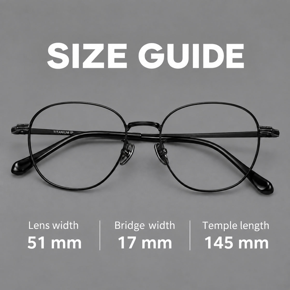 Retro panto titanium glasses with stepped corners and finely engraved temples — 88045 — Size guide [JD2026-88045]