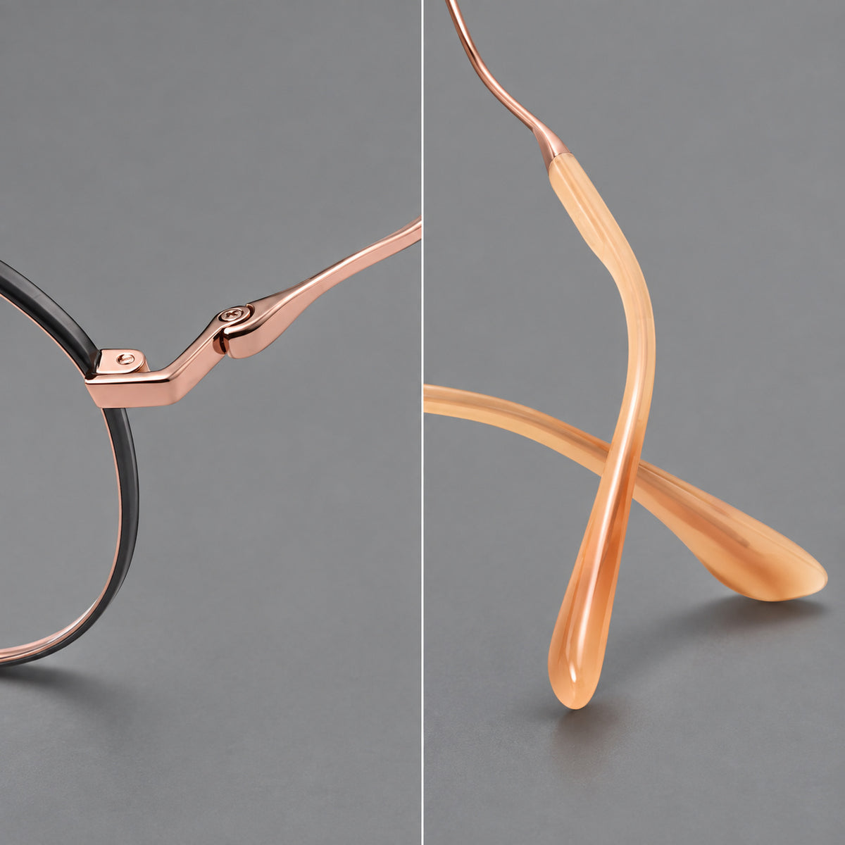 Rounded titanium glasses with a short bridge and distinctive wavy metal temples — 88050 — Frame details [JD2026-88050]