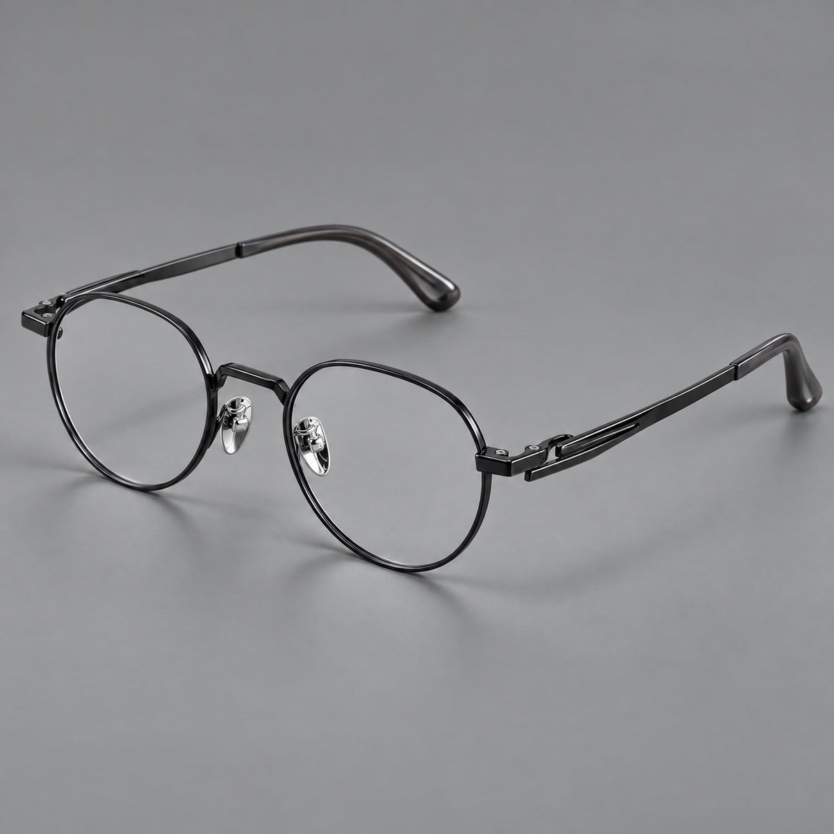 Small panto titanium glasses with an angular bridge and recessed temple details — Black — Main view [CINILY-JD2026-88058-C1]