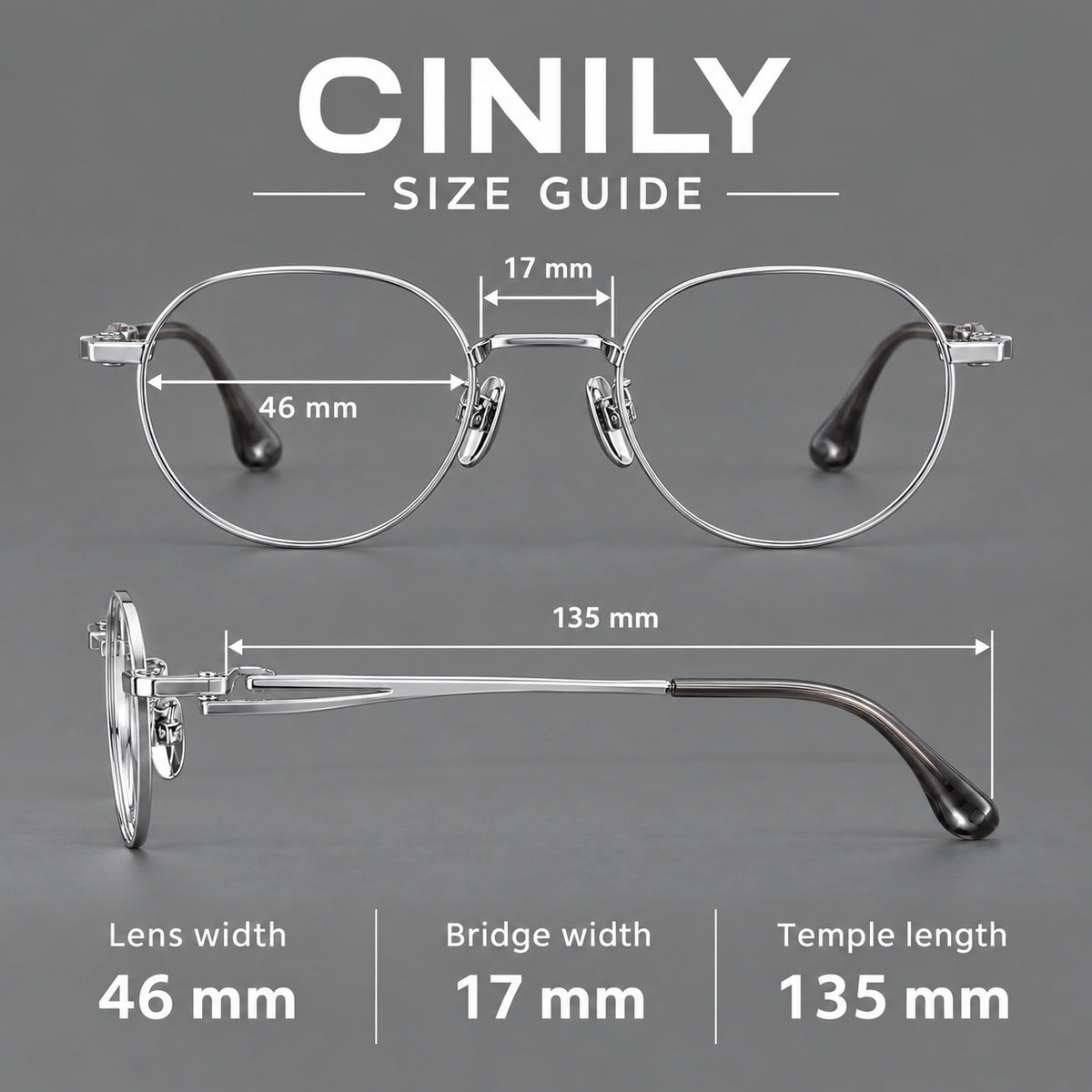Small panto titanium glasses with an angular bridge and recessed temple details — 88058 — Size guide [JD2026-88058]