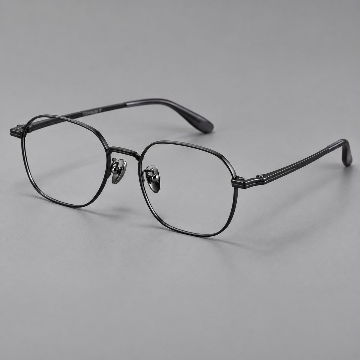 Soft square titanium glasses with an angular bridge and layered corner details — Black — Main view [CINILY-JD2026-88059-C1]