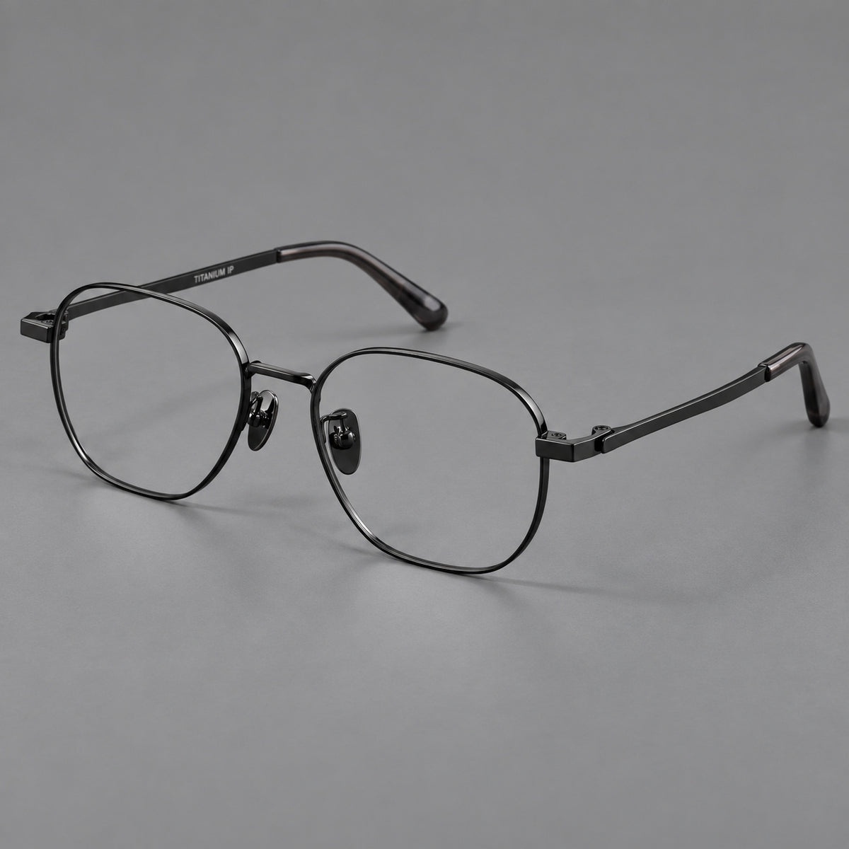 Rounded panto titanium glasses with an angular bridge and broad flat temples — Black — Main view [CINILY-JD2026-88060-C1]