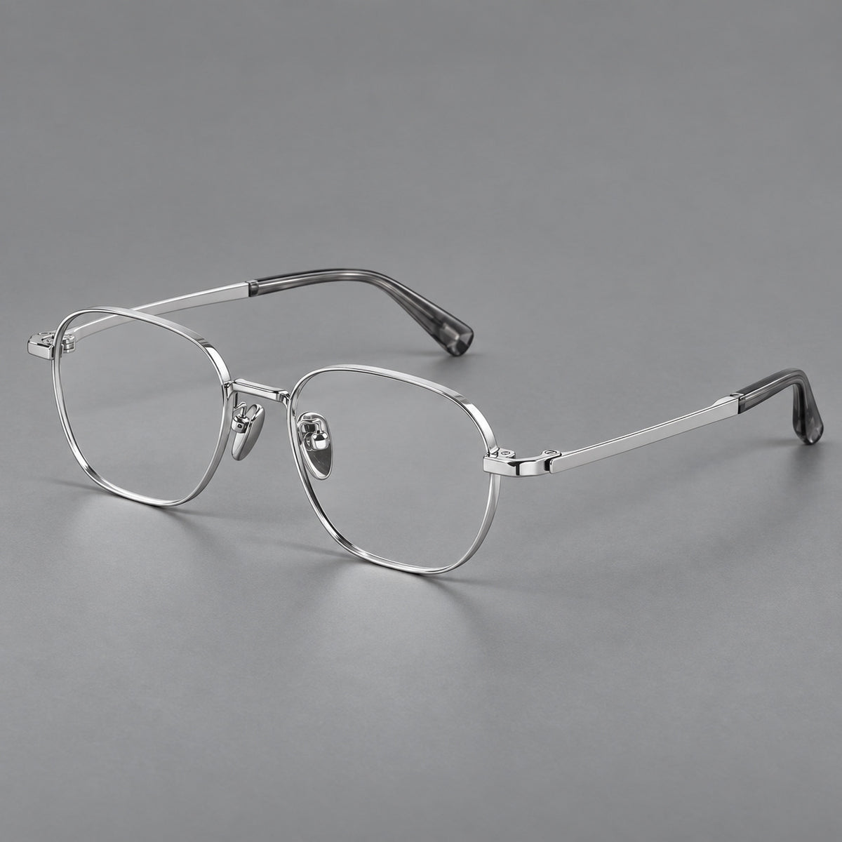 Rounded panto titanium glasses with an angular bridge and broad flat temples — Silver — Main view [CINILY-JD2026-88060-C4]