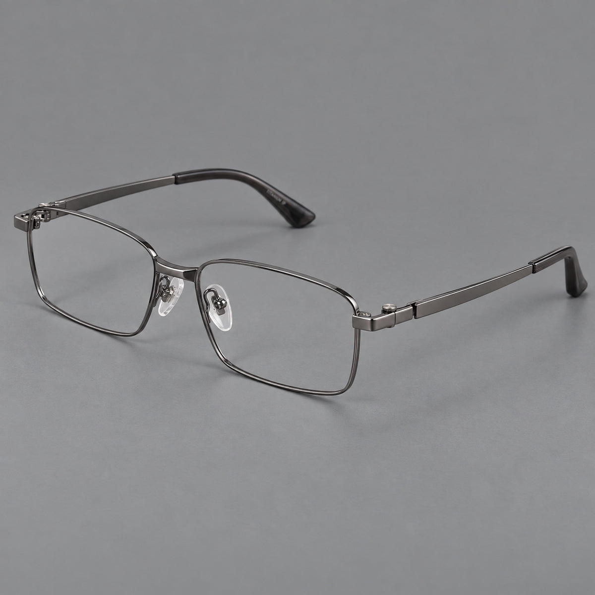 Wide rectangular titanium glasses with a broad bridge and rounded hinge caps — Gunmetal — Main view [CINILY-JD2026-88063-C2]