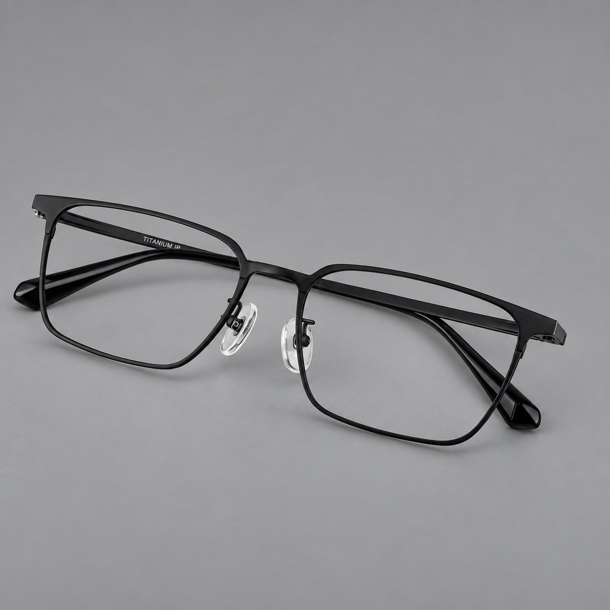 Bold rectangular titanium glasses with strong upper corners and flat metal temples — Black — Main view [CINILY-JD2026-88067-C1]